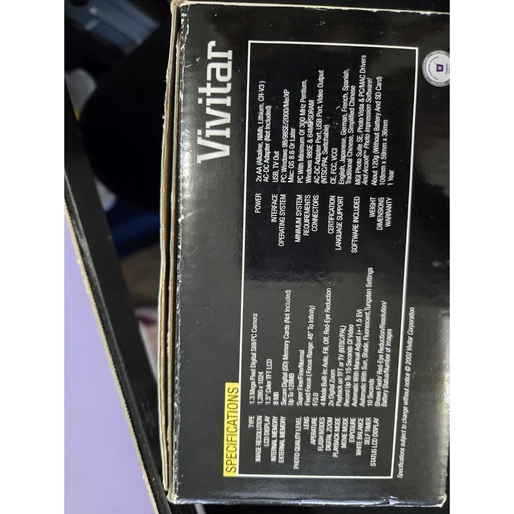 Vivitar 3.3.1.5 Digital Camera With Case In‎ Original Box